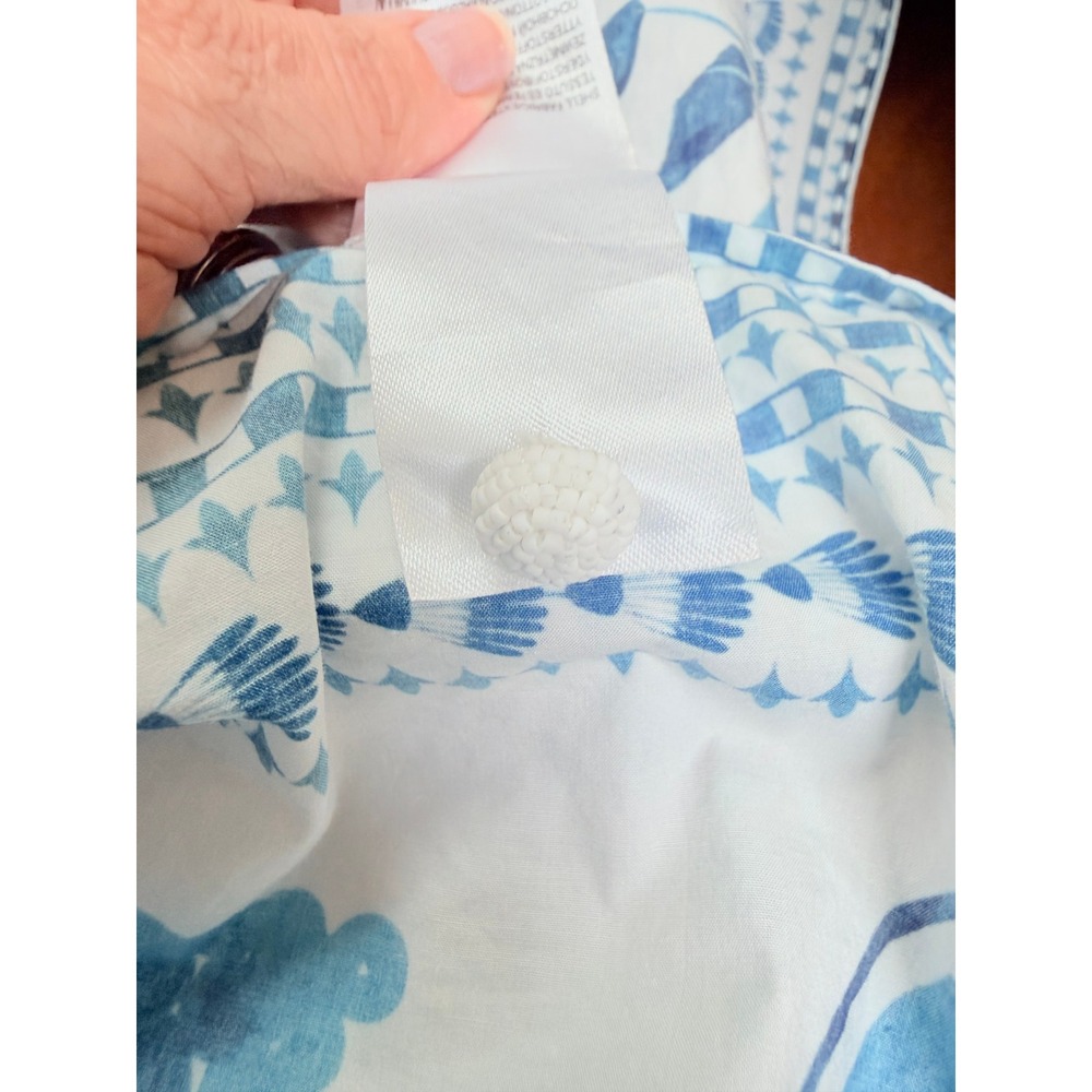 Farm Rio Ancient Garden Blue White Cotton Poplin Midi Dress L Cottagecore - Picture 13 of 13
